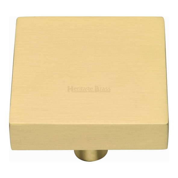 C3685 38-SB • 38 x 38 x 9 x 28mm • Satin Brass • Heritage Brass Square Design Cabinet Knob